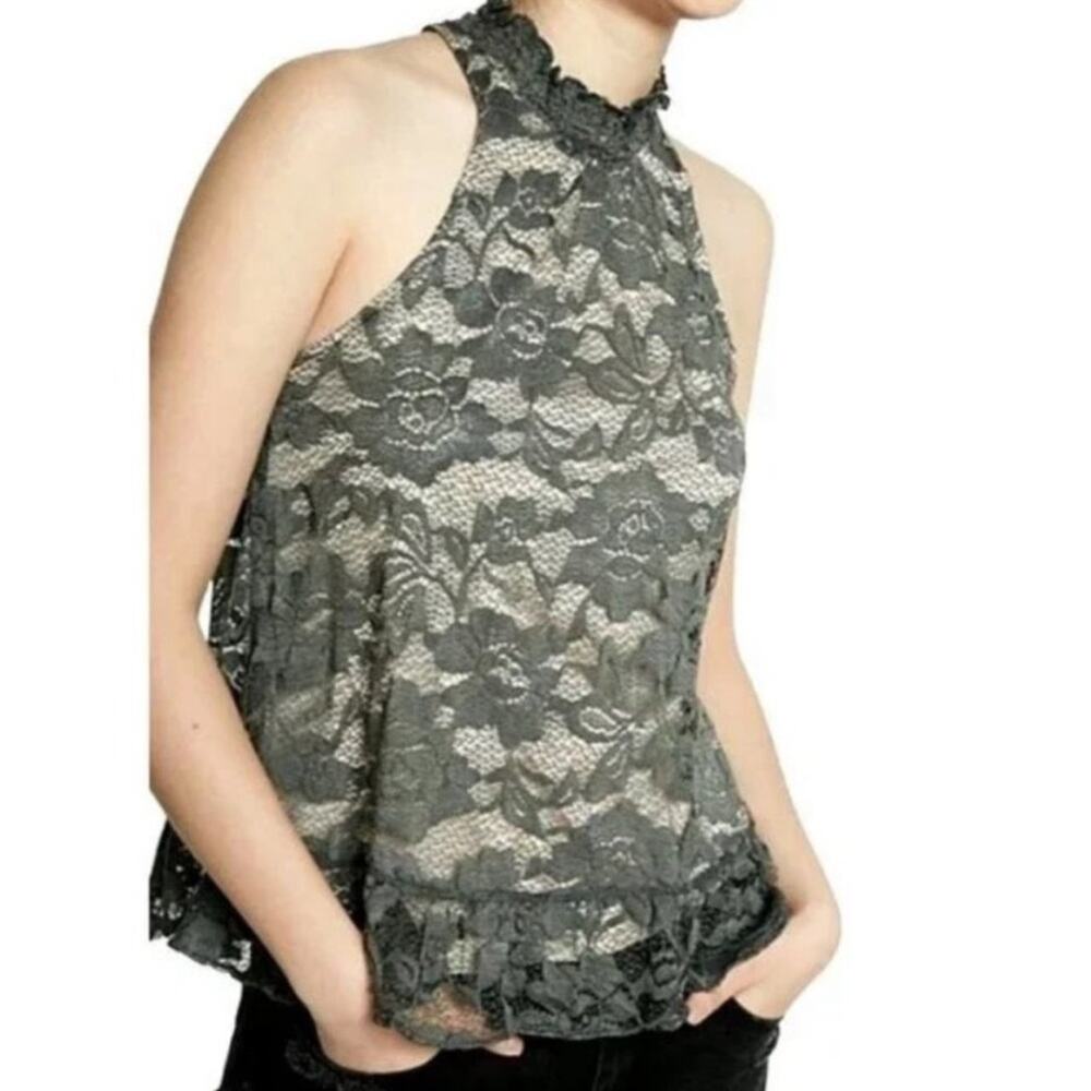 Office Siren Club Express High Neck Sleeveless Lace Top Womens Large L